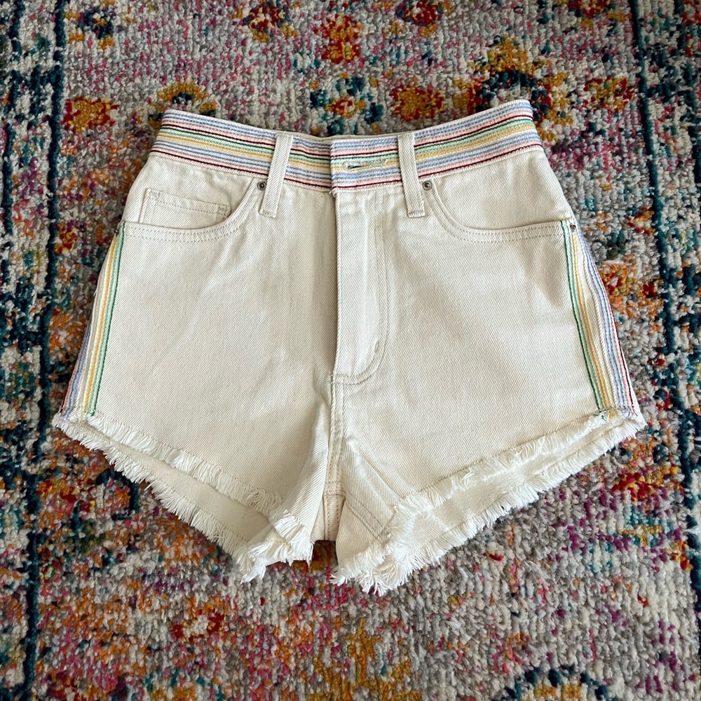 Women's Lee Cream Shorts with Rainbow Trim